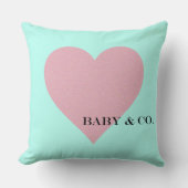 ベビー&コパーソナライズされたピンク&ミントブルーベビーデコール クッション (正面)