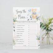 ベビー・シャワー価格ゲームのテディベアを推測 便箋 (スタンド正面)