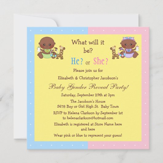 ベビー·ジェンダーがアフリカ系アメリカ人ベビー 招待状 (正面)