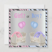 ベビー·ジェンダー·リビール·アニマルプリント、バニーズ·アンド·クリブス 招待状 (裏面)