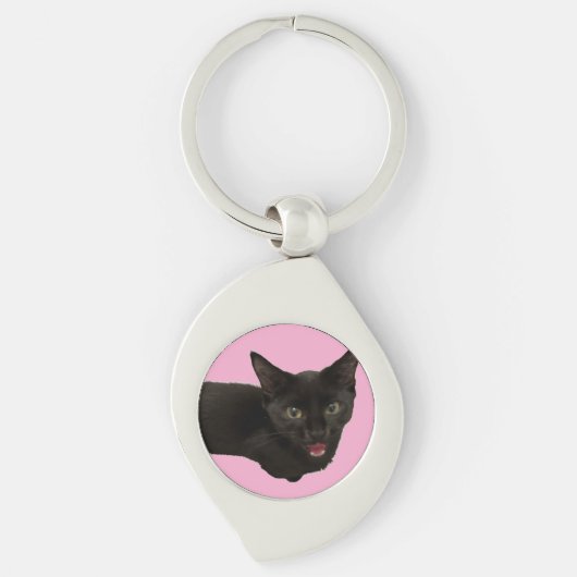 ベビー・ジーナ - 黒猫のかわいいキーチェーン キーホルダー (正面)