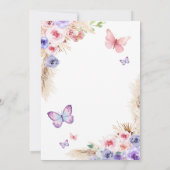 ベビー スプリンクル ピンク パープル 蝶 招待状 (裏面)