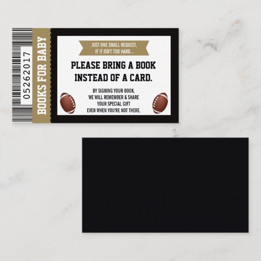 ベビー、スポーツ、サッカーのベビーシャワー用の本 エンクロージャーカード (正面/裏面)