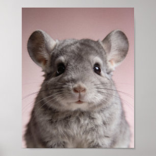 ベビー・チンチラの肖像 - かわいい子供部屋の動物の壁画 ポスター