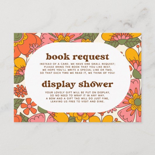 ベビー・ディスプレイシャワー用のグルービーブック赤ちゃんシャワー エンクロージャーカード (正面)