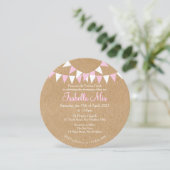 ベビー バンティング ピンク 洗礼 誕生招待状 招待状 (スタンド正面)