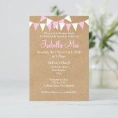 ベビー バンティング ピンク 洗礼 誕生招待状 招待状 (スタンド正面)