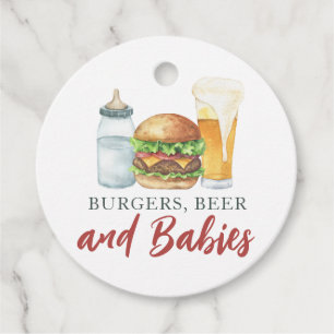 ベビー、バーガー、ビールベイビーシャワーありがとう フェイバータグ