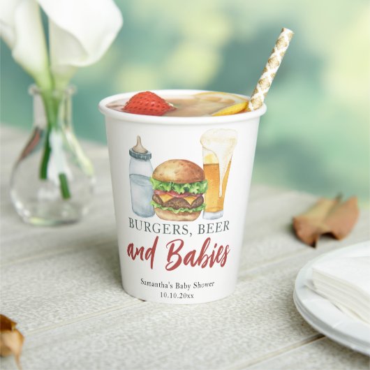 ベビー、バーガー、ビールベイビーシャワー 紙コップ (インサイチュ)