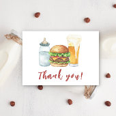 ベビー、バーガー、ビール赤ちゃんシャワーありがとう サンキューカード
