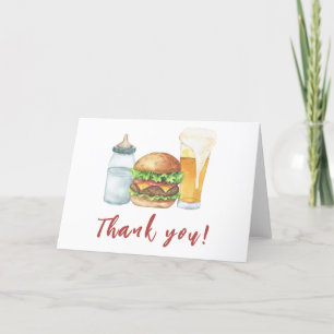 ベビー、バーガー、ビール ベビーシャワー ありがとうございます サンキューカード