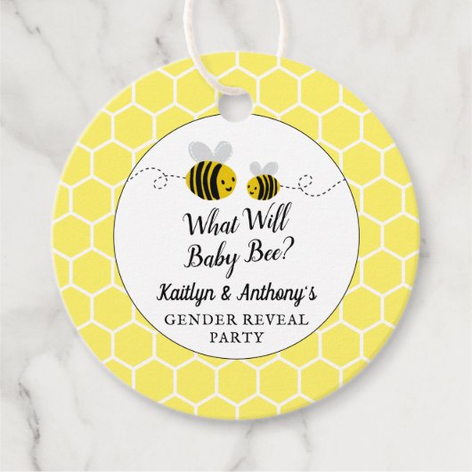 ベビー・ビーは？性別の表示パーティー フェイバータグ (正面)