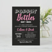 ベビー&ビールシャワー招待状 |ブラックとピンク 招待状 (スタンド正面)