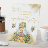 ベビー・ビー・ジェンダーがペデスタルのサインを明らかにする 台座サイン (インサイチュ)