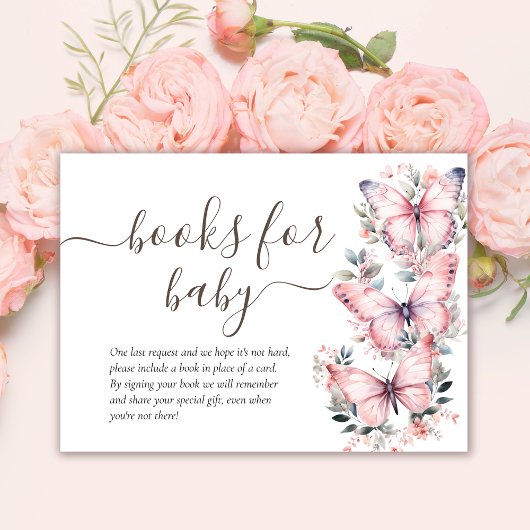 ベビー |ピンクバタフライテーマベビーシャワー エンクロージャーカード