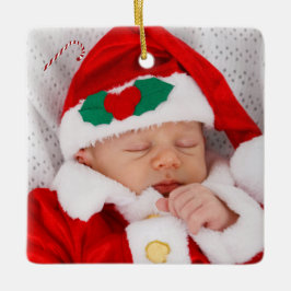 ベビー、ファミリー写真とキャンディーケーン， ZYPI セラミックオーナメント
