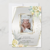 ベビー | フォトイエローローズの金ゴールド枠の追加 招待状 (正面)