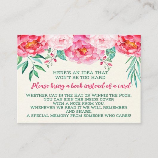 ベビー、フローラ、赤ちゃんシャワー、本を持って来るための本 エンクロージャーカード (正面)