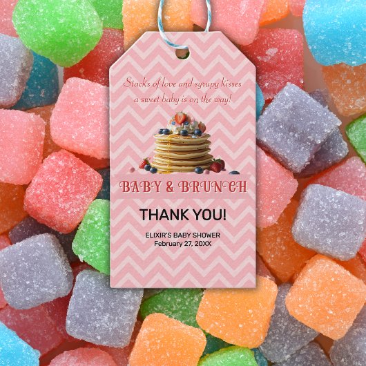 ベビー&ブランチピンクストロベリーパンケーキ赤ちゃんシャワー ギフトタグ