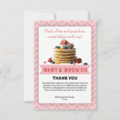 ベビー&ブランチピンクストロベリーパンケーキ赤ちゃんシャワー サンキューカード (正面)