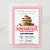 ベビー&ブランチピンクストロベリーパンケーキ赤ちゃんシャワー 招待状 (正面)