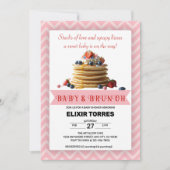 ベビー&ブランチピンクストロベリーパンケーキ赤ちゃんシャワー 招待状 (正面)