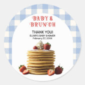 ベビー&ブランチブルーストロベリーパンケーキ赤ちゃんシャワー ラウンドシール (正面)