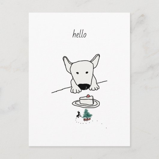 ベビー・ブル・テリアは最初の友人と出会う ポストカード (正面)