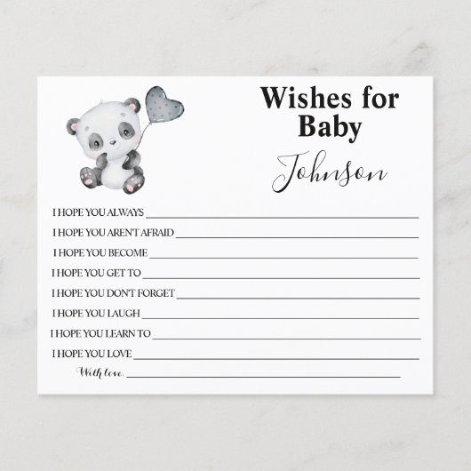 ベビー |ベビーパンダ |赤ちゃんシャワーカード チラシ (正面)