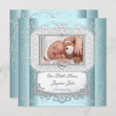 ベビー・ボーイ・ブルー　洗礼　十字架　プリンス 招待状 (正面/裏面)