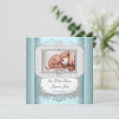 ベビー・ボーイ・ブルー 洗礼 十字架 王子様 招待状 (スタンド正面)