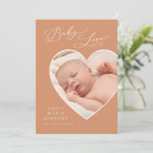 ベビー・ラブ・コーラル・ハート・フォト・バース・アナウンス 招待状 (スタンド正面)
