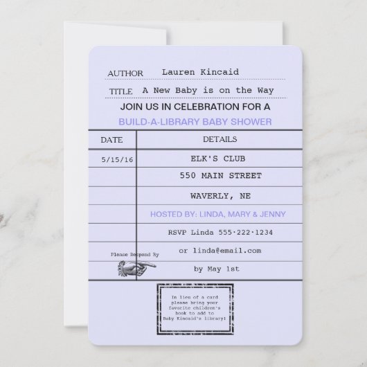 ベビー··ヴィンテージ·カ男女兼用ード·シャワー 招待状 (正面)