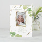 ベビー |写真を追加モダンSpringtime Eucalyptus 招待状 (スタンド正面)