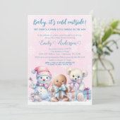 ベビー、冬のベビーガールシャワー外は寒い 招待状 (スタンド正面)