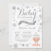 ベビー、冬のベビーシャワーの外で寒い 招待状 (正面)