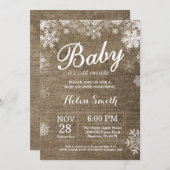 ベビー、冬のベビーシャワーの外で寒い 招待状 (正面/裏面)