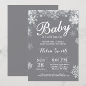 ベビー、冬のベビーシャワーの外は寒い 招待状 (正面/裏面)