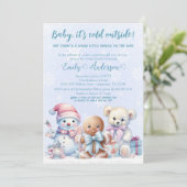 ベビー、冬の外は寒い男の赤ちゃんシャワー 招待状 (スタンド正面)