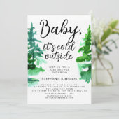 ベビー、冬の森の外で寒い赤ちゃんシャワー 招待状 (スタンド正面)