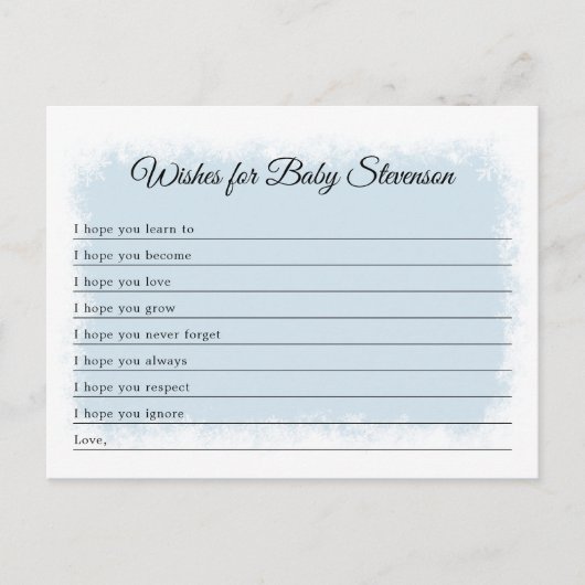 ベビー、冬の霜、変わりやすい色を願う ポストカード (正面)