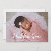 ベビー 名前 手書き スクリプト フォト 誕生 案内状 (正面)