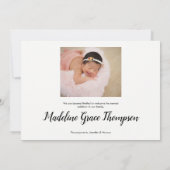 ベビー 名前 手書き スクリプト フォト 誕生 案内状 (裏面)