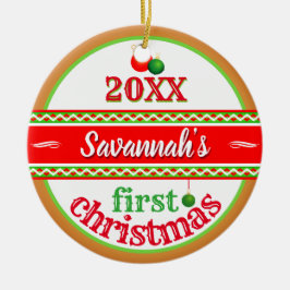 ベビー（名前）第1初めてのクリスマス セラミックオーナメント
