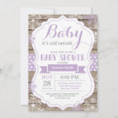 ベビー/外は寒い冬のベビーガールシャワー 招待状 (正面)