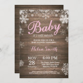 ベビー、外は寒い冬のベビ素朴ーシャワー 招待状 (正面/裏面)