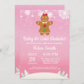ベビー、外は寒い冬の少女のベビーシャワー 招待状 (正面/裏面)