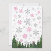 ベビー、外は寒い冬ピンクの女の子のベビーシャワー 招待状 (裏面)