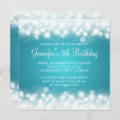 ベビー/子供の誕生日魔法スパークルターコイズ 招待状 (正面/裏面)