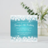 ベビー/子供の誕生日魔法スパークルターコイズ 招待状 (スタンド正面)